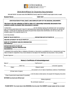 Fillable Online Affidavit For Citizenship Documentation Fax