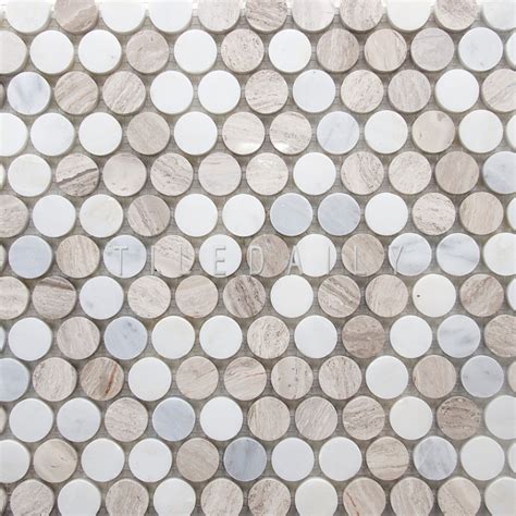 Marble Penny Round Mosaic Tiledaily