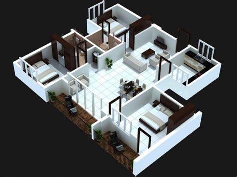 三居室户型装修3d布局效果图欣赏 3 设计之家