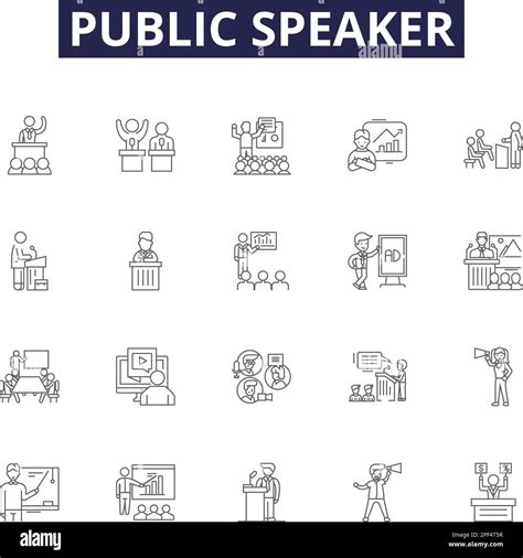 Public Speaker Line Vector Icons And Signs Public Business