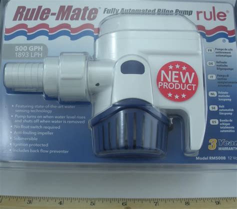 Rule RM500B Rule Mate Fully Automatice Bilge Pump 500 GPH 12V 26588 EBay