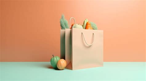 Premium Ai Image Paper Bag Full Of Groceries