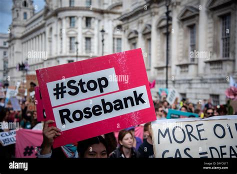 London Uk Th Sep A Protest Holds A Placard During The Stop