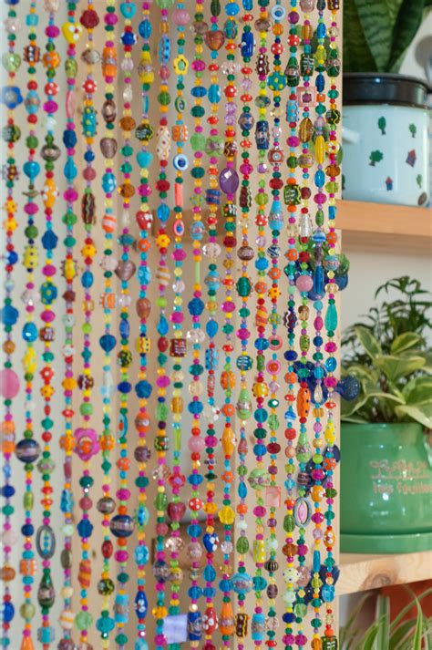 Bohemian Colorful Hand Made Beaded Curtain Made To Order Etsy Canada