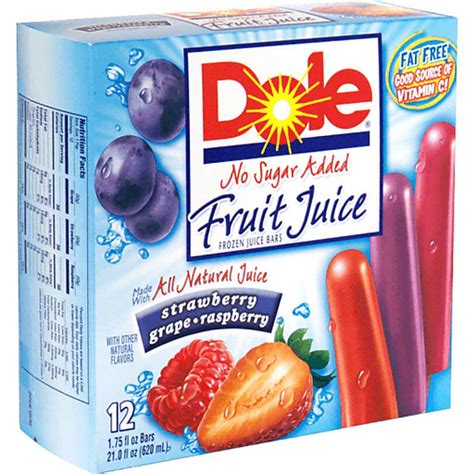 Dole Fruit Juice Frozen Juice Bars Assorted Flavors Frozen Foods