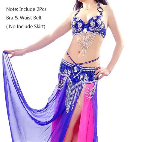 Sex Belly Dance Costume Professional 2pcsbrawaist Belt No Skirt 12color Sequins India Belly