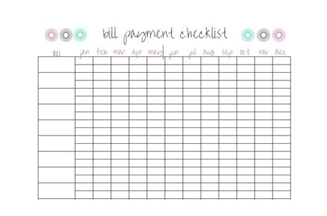 Fillable Monthly Bill Payment Worksheet Pdf Template Calendar Design
