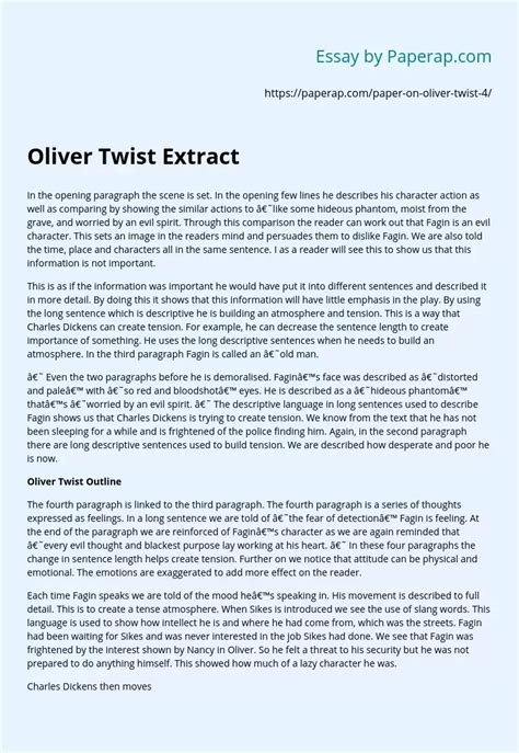 Oliver Twist Extract Free Essay Example