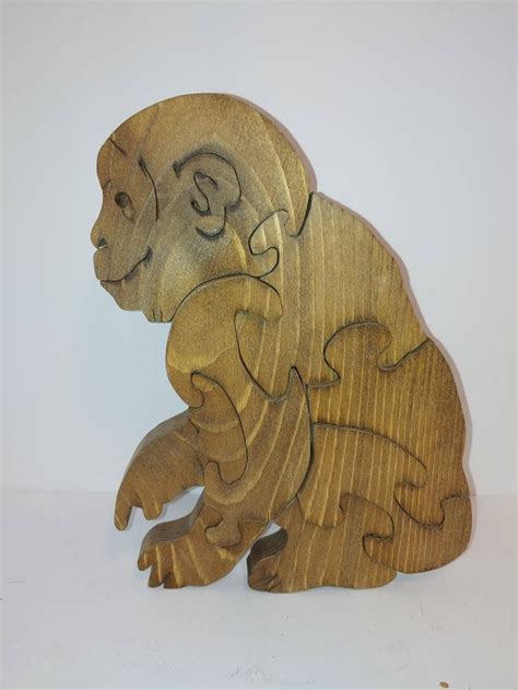 Gorilla 8 Piece Handcrafted Wooden Puzzle Made With Love By Etsy