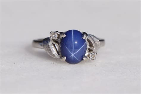 Created Lindy Star Sapphire And Diamond Accent Vintage Ring Etsy