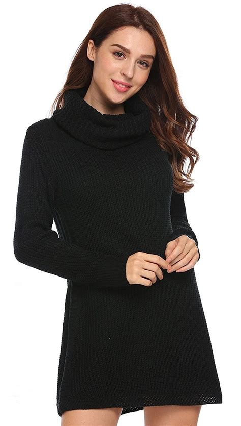 Women Casual Turtleneck Long Sleeve Solid Blouse Pullover Knitted Loose