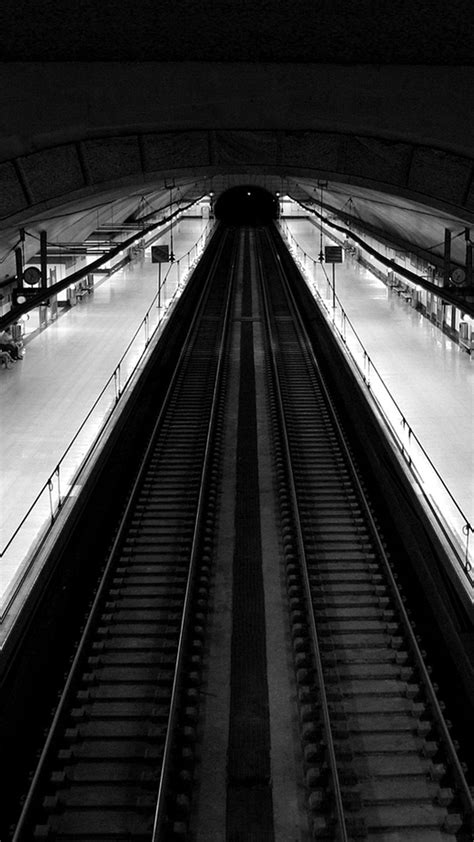 Madrid Subway Black And White Top View Android Wallpaper