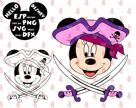 Disney Minnie Pirate Head Clipart Disney Cut Files Mouse Etsy