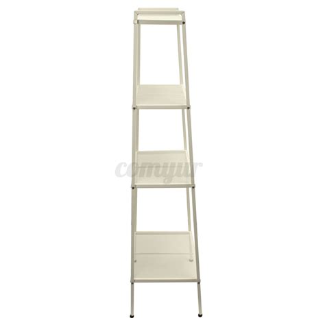 4 Tier White Ladder Shelf Display Unit Free Standing Book Stand Shelves