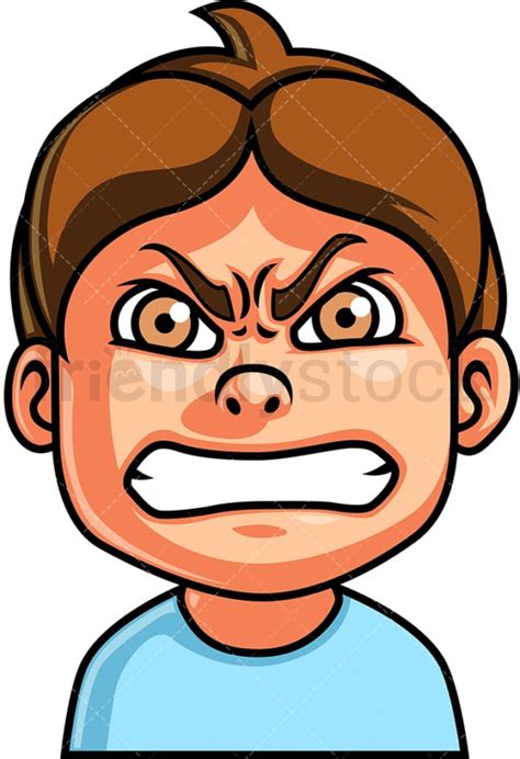 Little Boy Angry Face Cartoon Vector Clipart Friendlystock