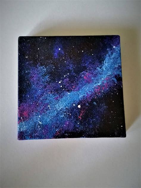 3 X 3 Mini Acrylic Galaxy Painting Watercolor Galaxy Mini Canvas Art