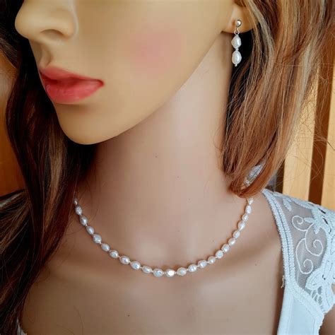 Baroque Freshwater Pearl Necklace Choker K Gold Fill Simple Etsy