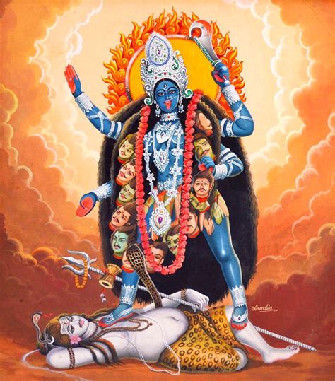 Kali Artist Nirmala 1960s Original Calender Art Via Kali Goddess Goddess