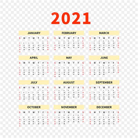 Calendario 2021 Calendario Rojo Amarillo Negro Png Calendario 2021