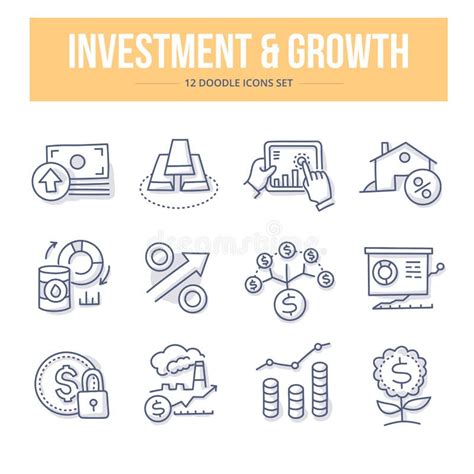 Investment And Growth Doodle Icons Stock Vector Illustration Of