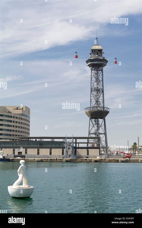 Barcelona Port Cable Car Tower Stock Photo Alamy