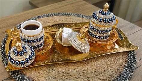 Turkish Coffee Set Traditional Inlaid Turkish Coffee Cups Etsy