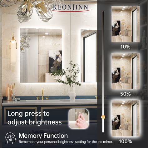 Buy Keonjinn Backlit Mirror Bathroom 36 X 28 Inch Led Mirror For