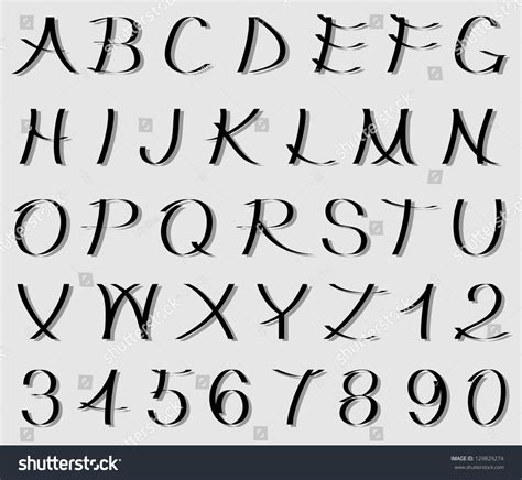 Calligraphic Alphabet And Numerals Stock Vector Illustration 129829274