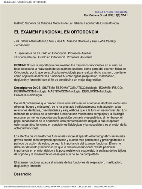El Examen Funcional En Ortodoncia Ortodoncia Diente Humano