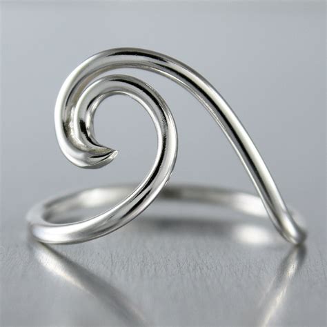 Silver Wave Ring Ocean Jewelry Nautical By Jenniferwoodjewelry
