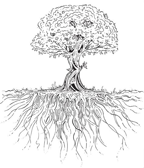 How To Draw Tree Roots Step By Step In 2022 Tree Drawing Drawings