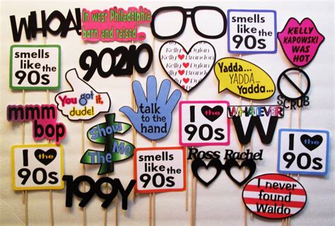22 Piece I Love The 90s Photobooth Props Photo Booth Glasses