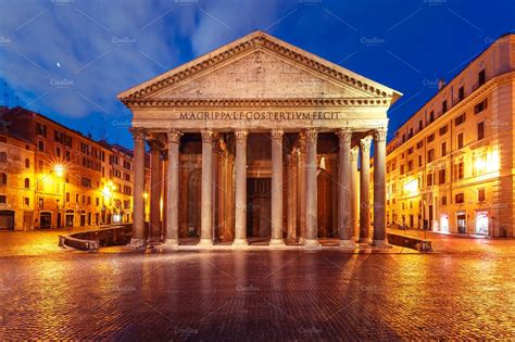 The Pantheon At Night Rome Italy Stock Photo Containing Pantheon And