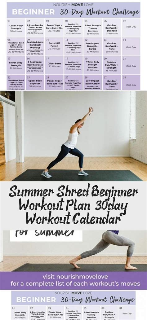 Summer Shred Beginner Workout Plan 30 Day Workout Calendar In 2020