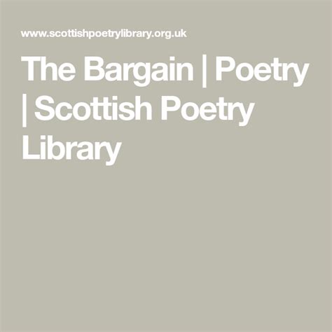 The Bargain Poetry Scottish Poetry Library Scottish Poetry Library