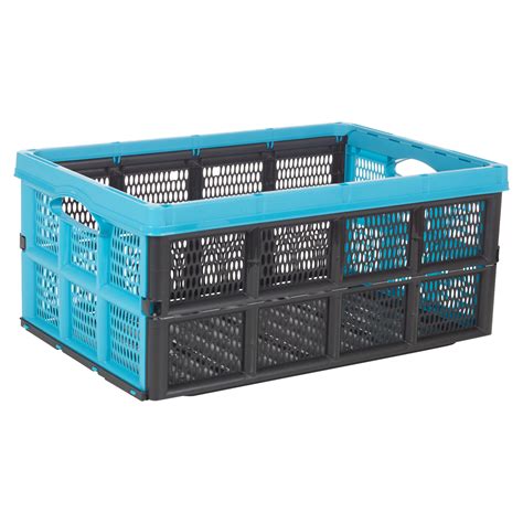 Collapsible 31 Litre Plastic Storage Crate Box Solution Home Warehouse
