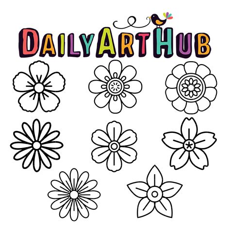 Outline Flower Petals Clip Art Set Daily Art Hub Free Clip Art Everyday