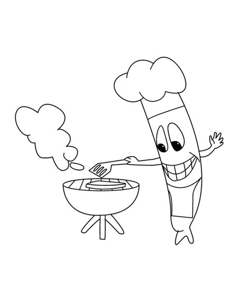 Our printable sheets for coloring in are ideal to brighten your family's day. Grilling Sausage For Hot Dog Coloring Page : Coloring Sky