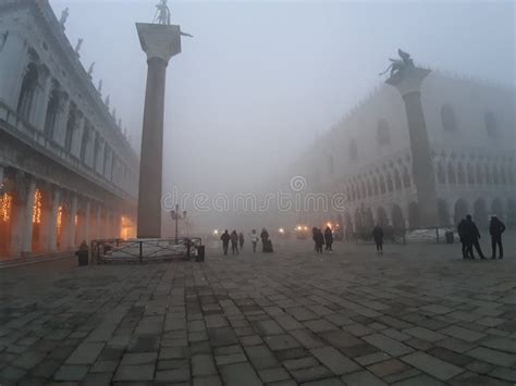 Venice Italy January 27 2020 Piazza San Marco With Fog Editorial Image