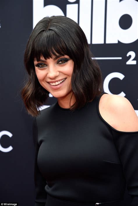 Mila Kunis Debuts Bangs As She Goes Cold Shoulder Casual At Billboard