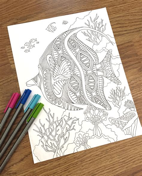 Use this lesson in your classroom, homeschooling curriculum or just as a fun kids activity that you as a parent can do. Zentangle Angelfish Coloring Page for Adults on Etsy.com #etsy #coloringpages #adultcoloringpa ...
