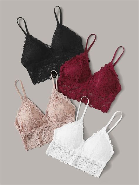 4pack floral lace bralette set shein usa