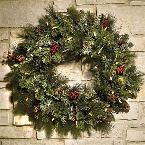 The Decorated Cordless Prelit Holiday Trim Wreath Hammacher