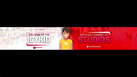 Free Youtube Cover Template - IcyKid Red Studios - PSD 