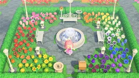 Build a zen garden for your villagers to meditate and do yoga in. Flower Garden Animal Crossing Design | Garden Ideas