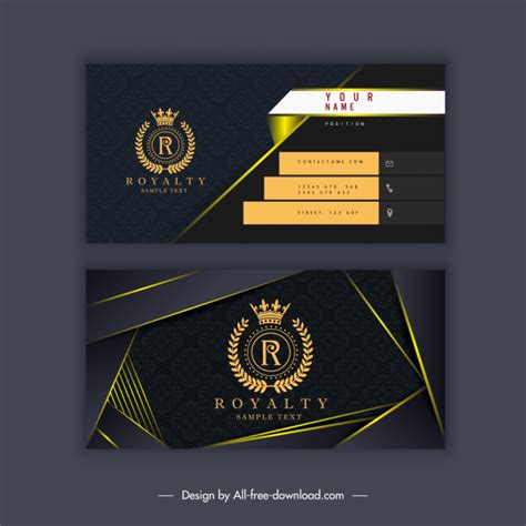 Business Card Template Royal Theme Luxury Crown Decor Vectors Graphic