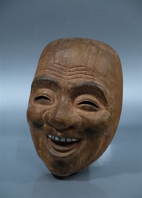 Japanese Wooden Kyogen Ebisu Noh Mask Etsy Uk