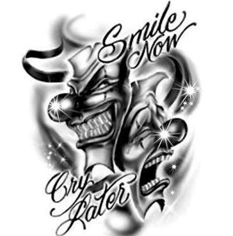 Laugh Now Cry Later Joker Tattoo Design Tattoos Book Tattoos