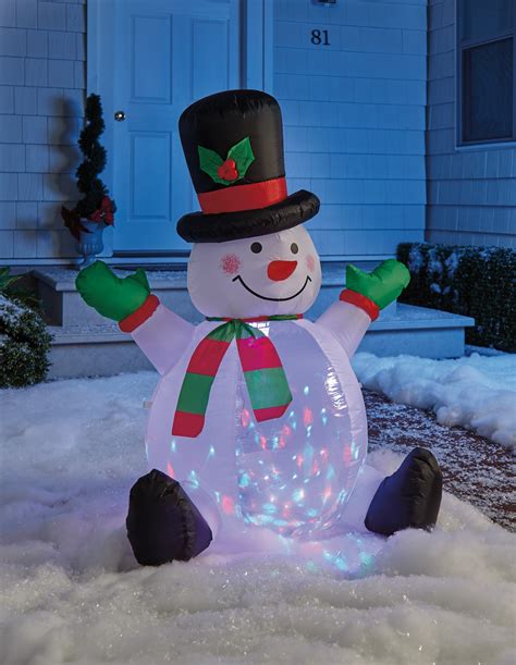 Inflatable Snowman With Moving Lights Holiday Yard Decoration 4 Ft
