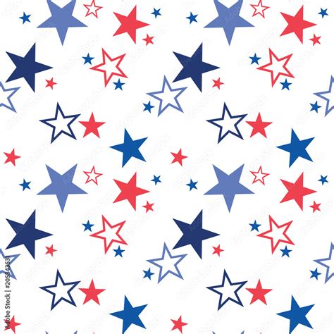 Vector Seamless Pattern With Patriotic Stars National Colors Of The